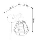 Schéma coté du Applique Suba métal noir E14