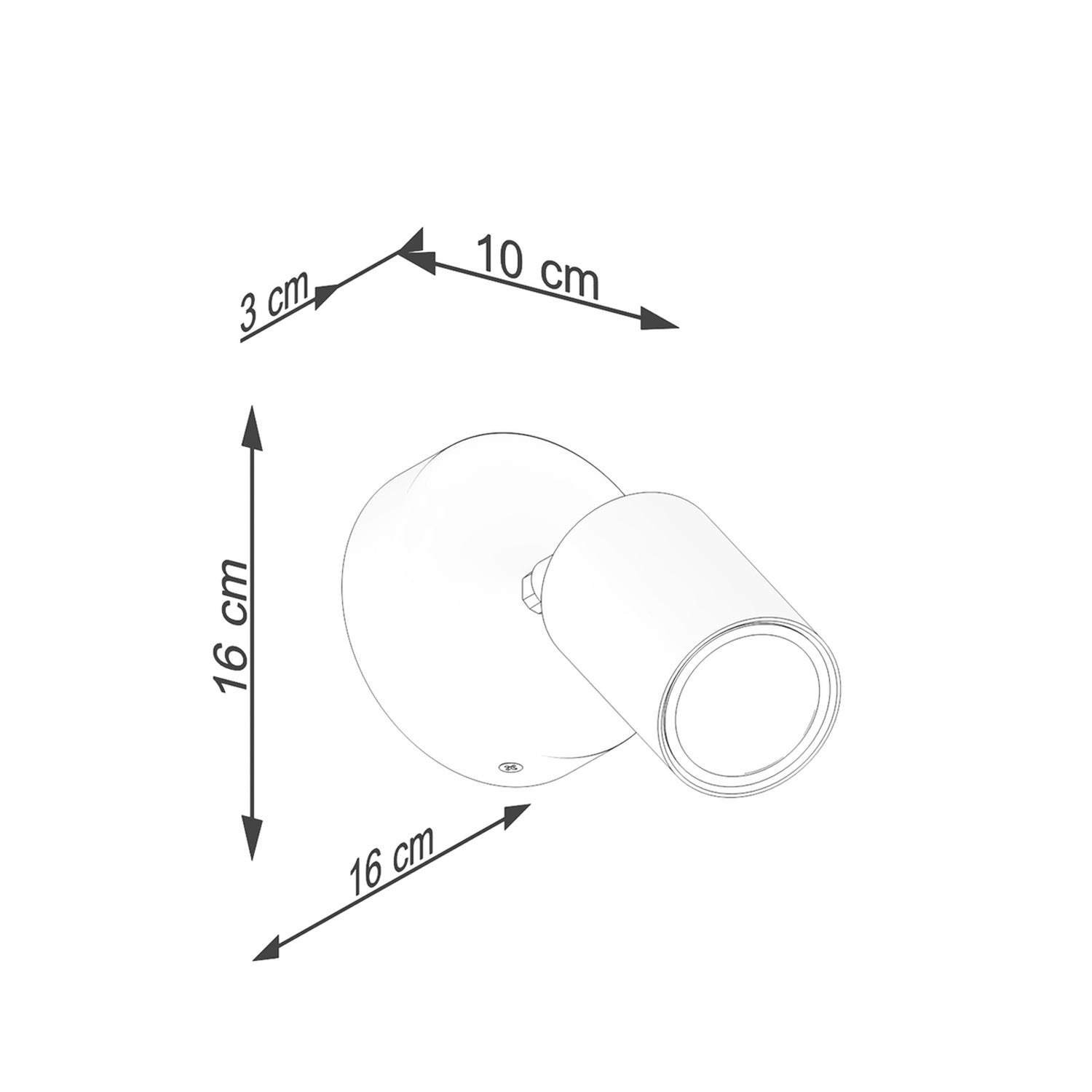 Schéma coté du Applique Verdo bois et acier blanc GU10