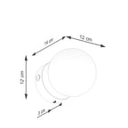 Schéma coté : Applique Yoli 1 boule opale acier blanche G9