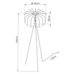 Schéma coté : Lampadaire Mula 45 trépied feutre beige E27