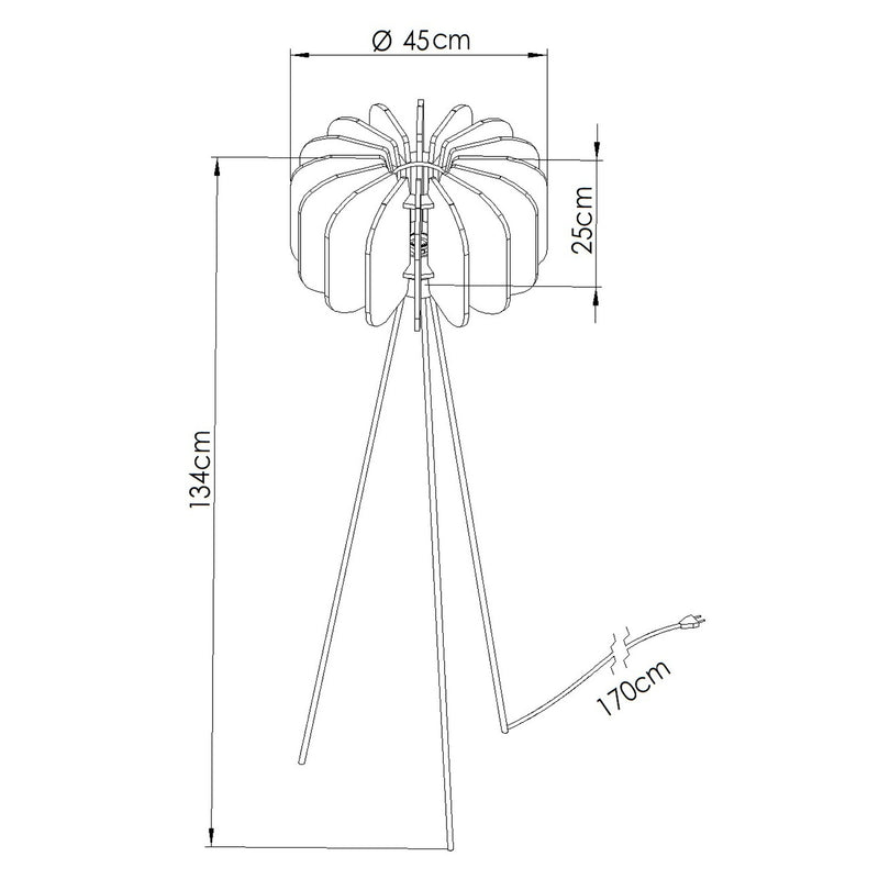 Dimensions Lampadaire Mula 45 trépied feutre jaune moutarde E27