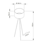 Schéma coté : Lampadaire Nevia trépied bleu marine E27