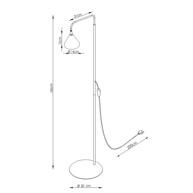 Dimensions Lampadaire Nox cône acier blanc E14