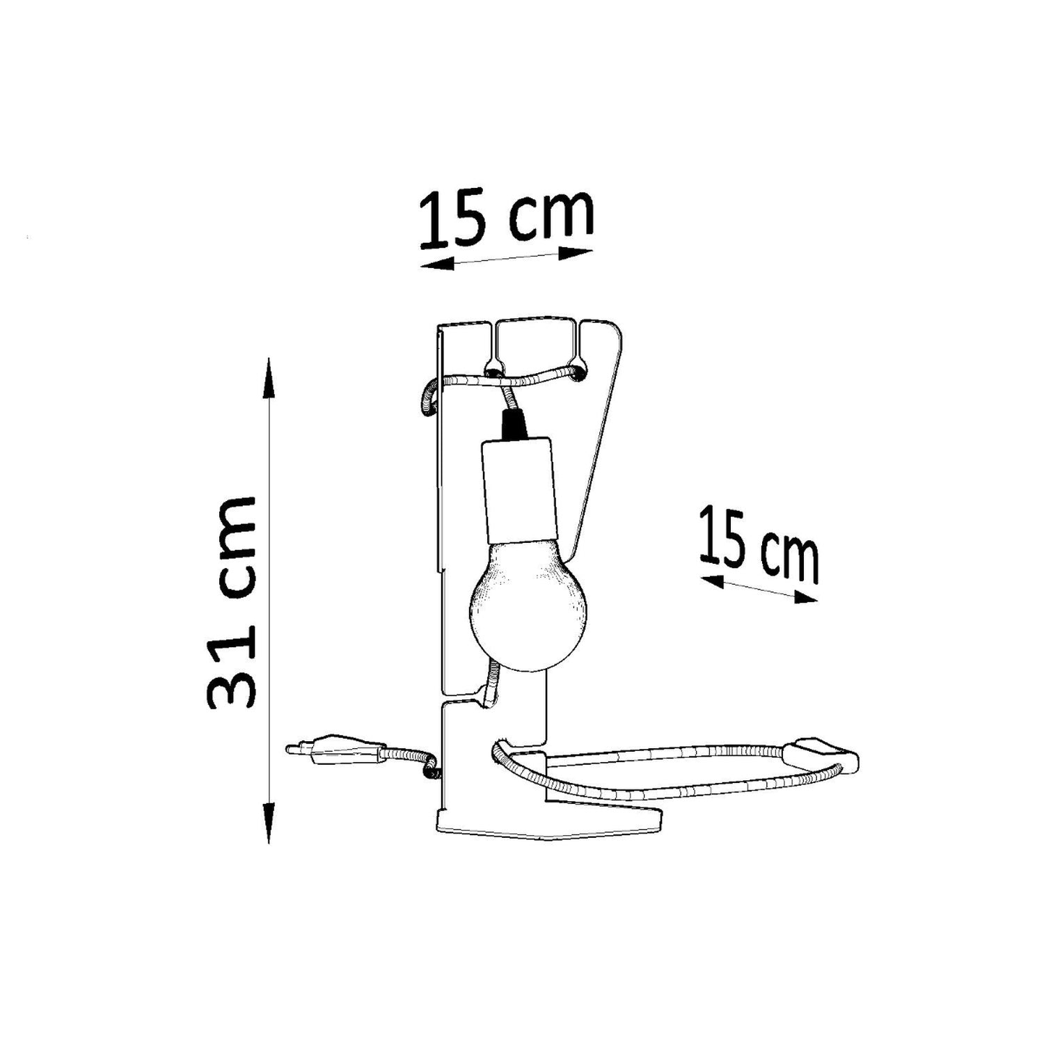 Schéma des dimensions de la lampe à poser Arby noir