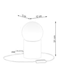 Schéma coté du Lampe à poser Boomo bois et verre opale G9