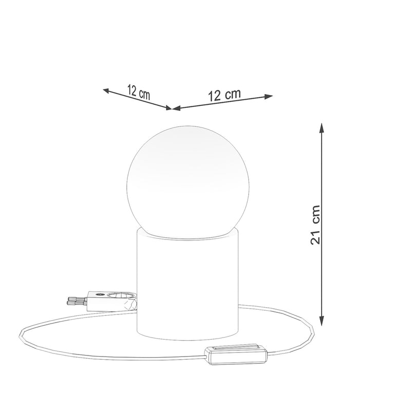 Dimensions Lampe à poser Boomo bois et verre opale G9