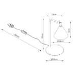 Schéma coté : Lampe à poser Nox cône acier noir E14