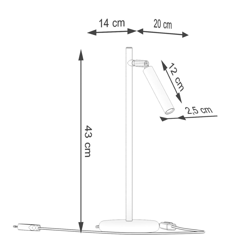 Schéma coté : Lampe à poser Pastelo dorée G9