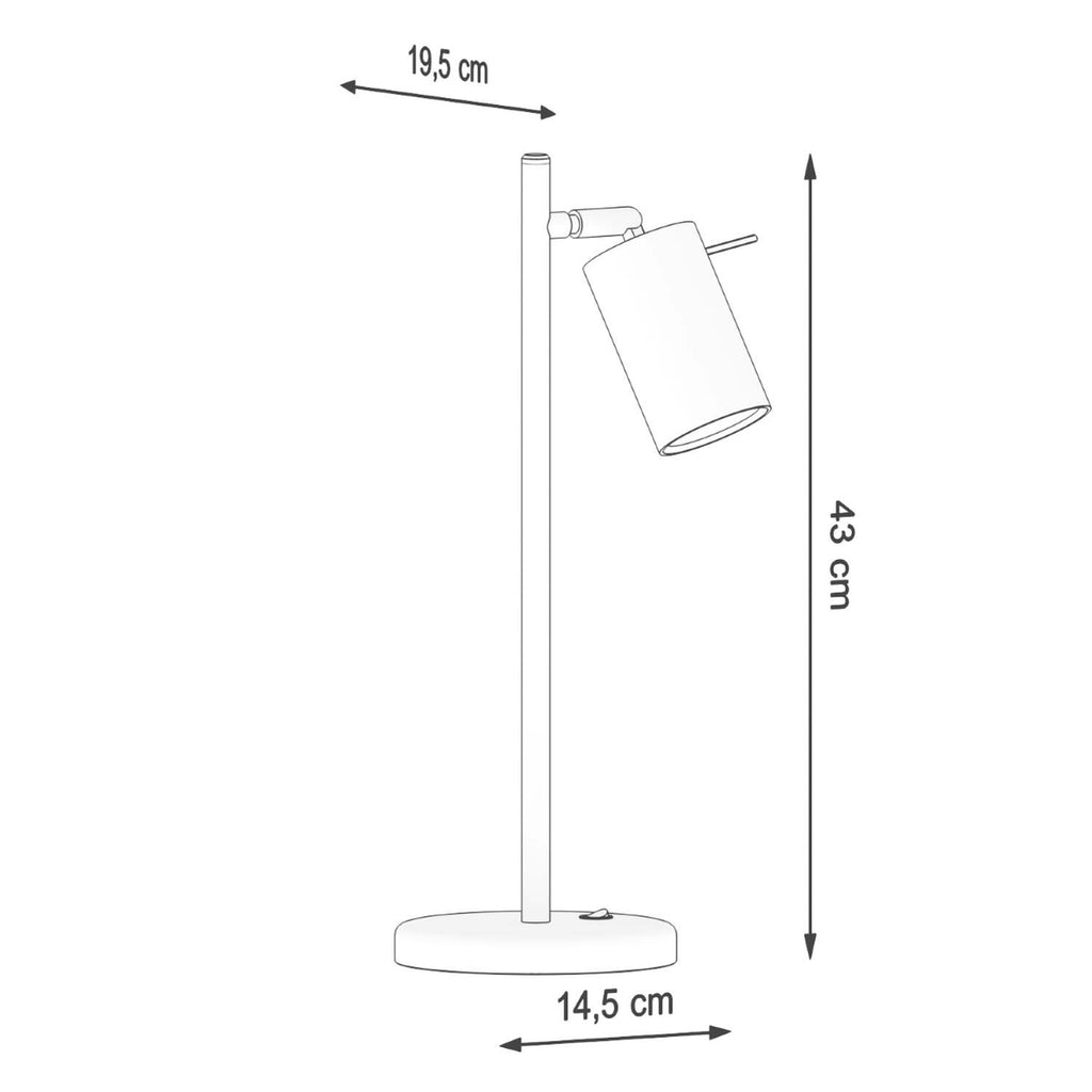 Schéma coté de la lampe à poser Ring blanc, base et hauteur