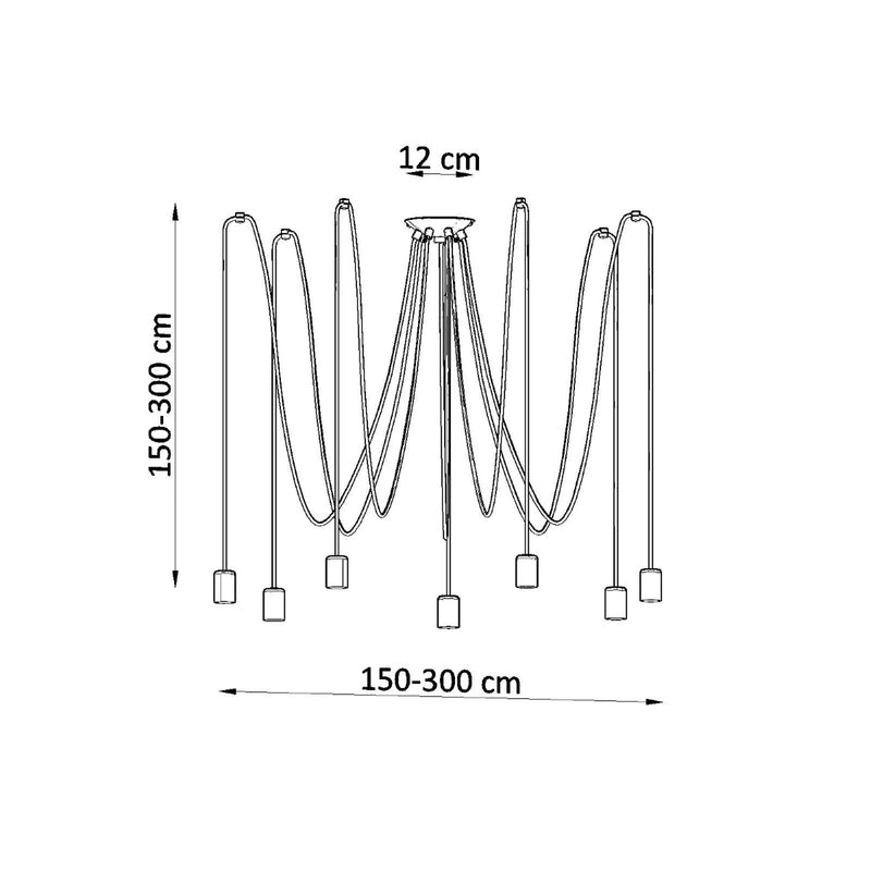 Dimensions Edison 7-Light Black E27 Chandelier