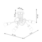 Schéma coté : Lustre Ember 5 bois et métal blanc E27