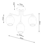 Schéma coté du Lustre Fillan 3 verre fumé E27