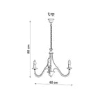 Dimensions du lustre Minerwa 3, diamètre 60 cm hauteur 80 cm