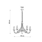 Dimensions du lustre Minerwa 5, diamètre 60 cm hauteur 80 cm