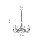 Dimensions du lustre Minerwa 7, diamètre 60 cm hauteur 80 cm