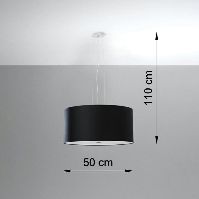 Dimensions Lustre Otto 50 tissu noir E27