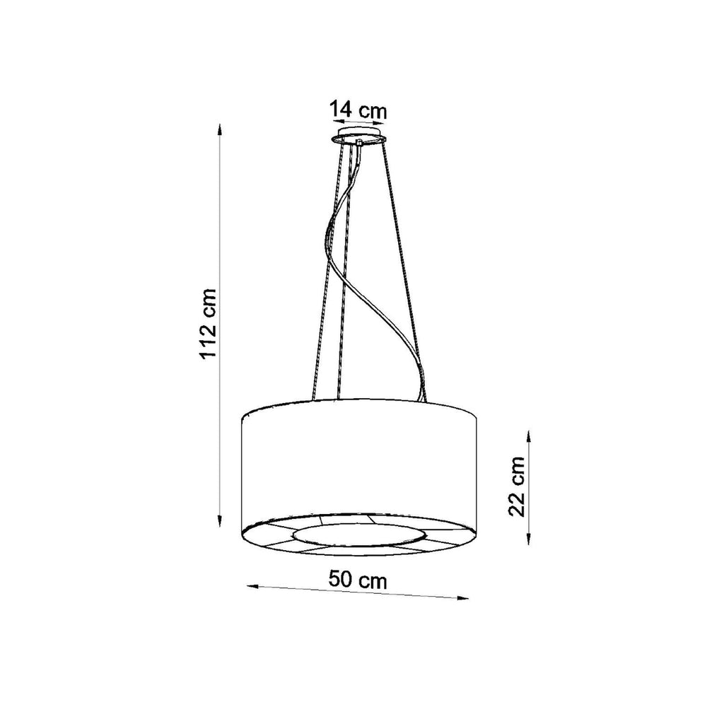 Schéma des dimensions du lustre Saturno 50, diamètre 50 cm, hauteur totale 112 cm