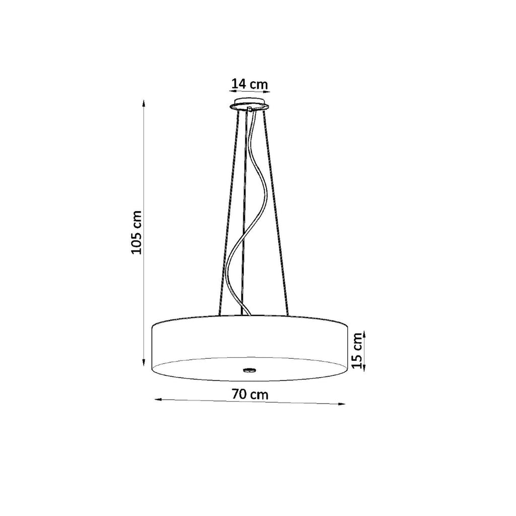 Schéma des dimensions du lustre Skala 70, tambour de 70 cm, hauteur totale 105 cm