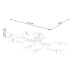 Schéma coté : Lustre Timbo 8 bois et métal blanc E27