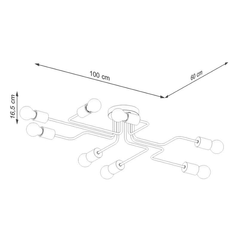 Dimensions Lustre Timbo 8 bois et métal noir E27