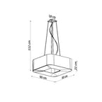 Schéma des dimensions du lustre Urano 60, carré de 60 cm, hauteur totale 112 cm