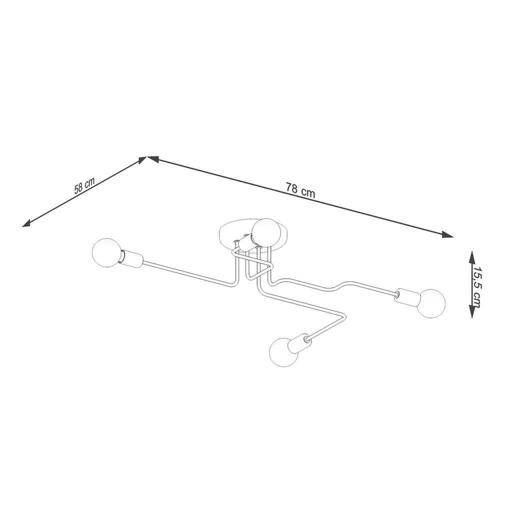 Schéma coté : Lustre Vector 4 métal noir E27