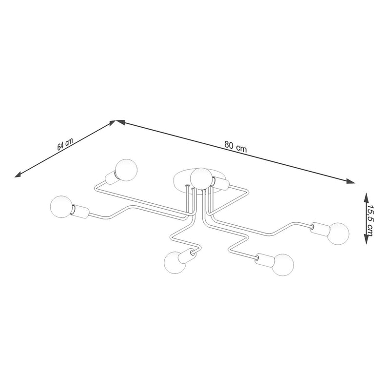Dimensions Vector 6 White Metal E27 Chandelier