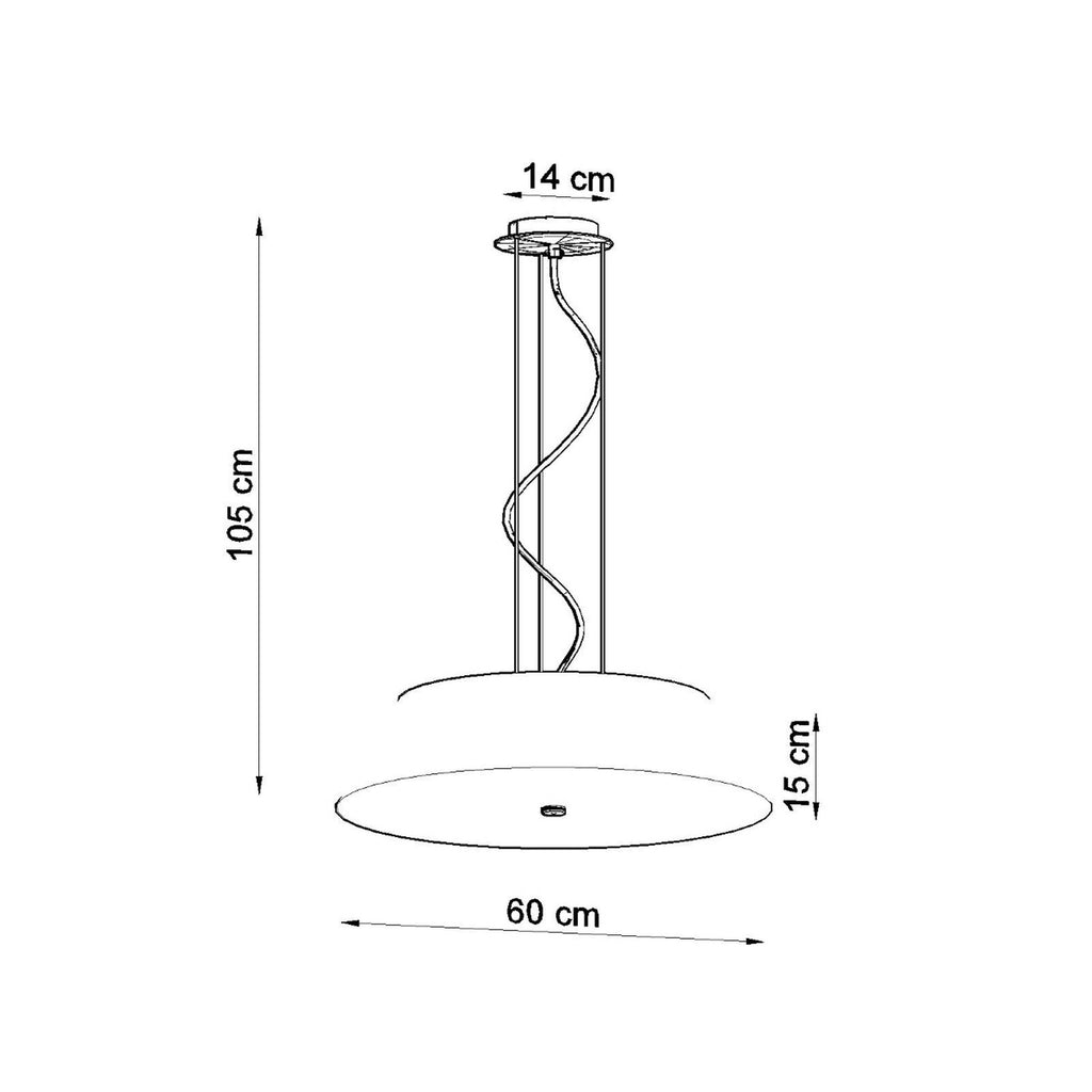 Schéma des dimensions du lustre Vega 60, diamètre 60 cm, hauteur totale 105 cm