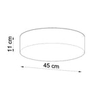Schéma des dimensions du plafonnier Arena 45 : diamètre 45 cm, hauteur 11 cm