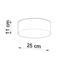 Schéma des dimensions du plafonnier Arena : diamètre 25 cm, hauteur 11 cm