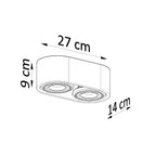Schéma des dimensions du plafonnier Basic 2 béton