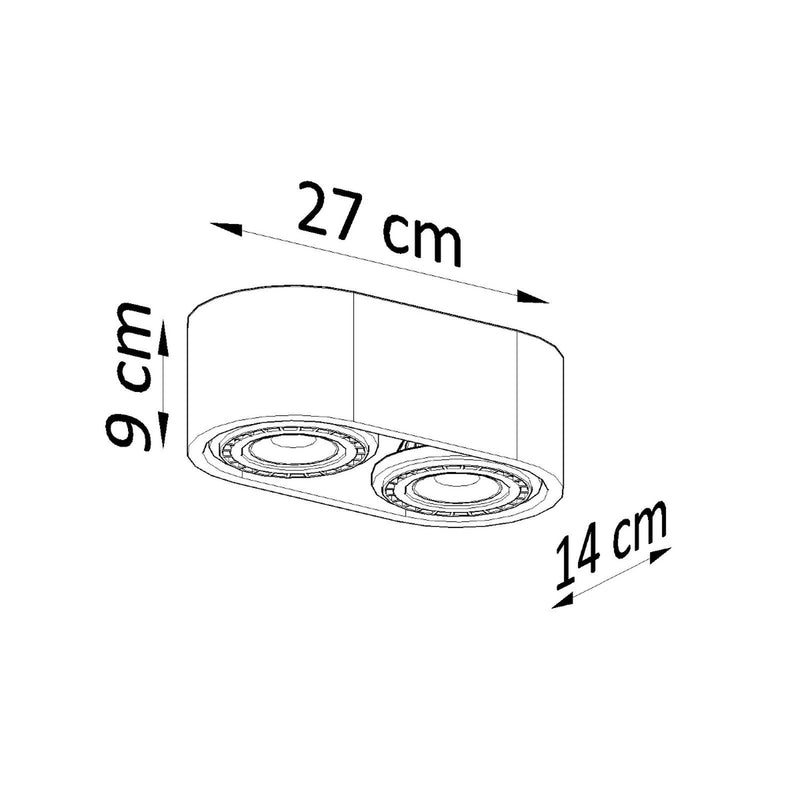Dimensions Deckenleuchte Basic 2 Beton GU10