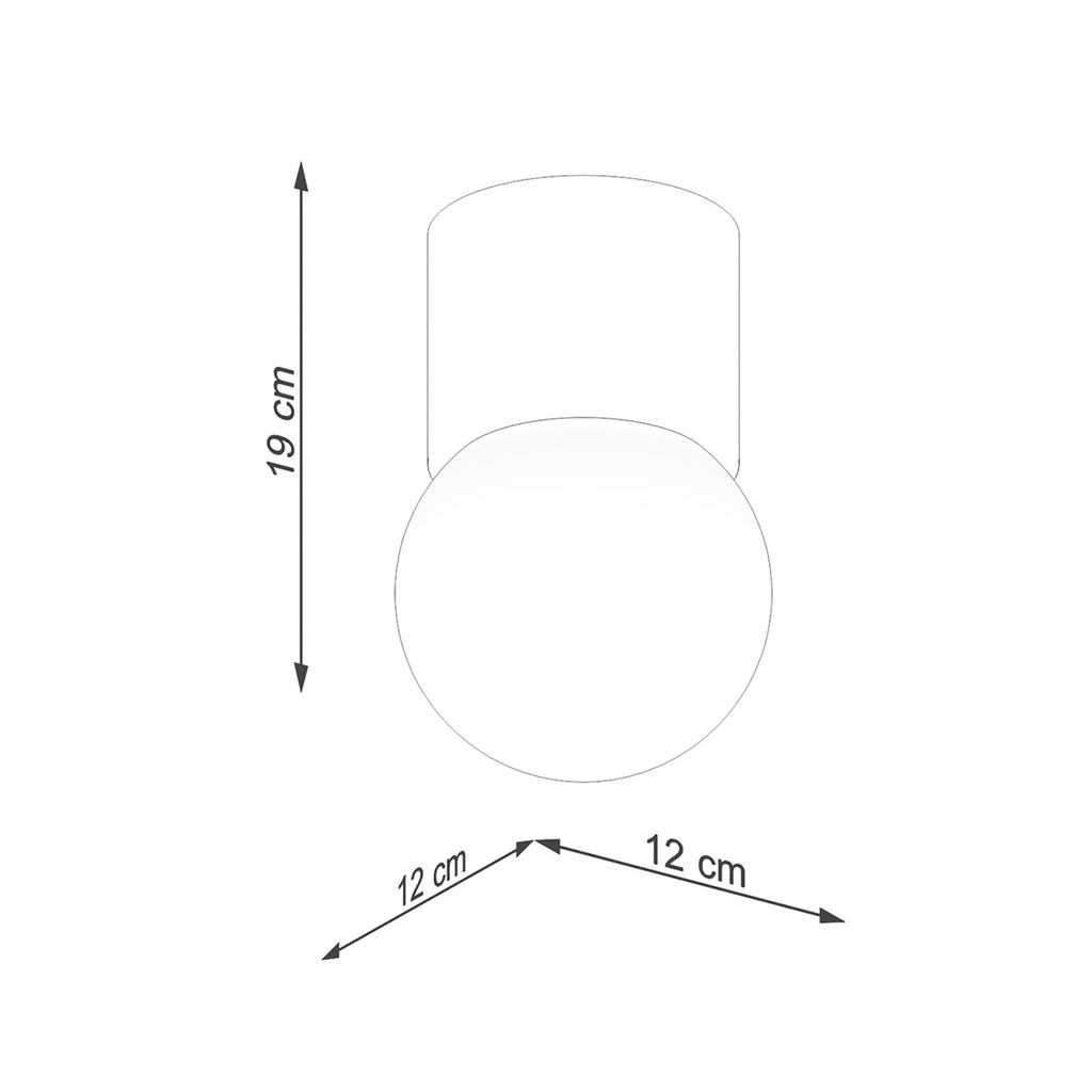 Schéma coté du Plafonnier Boomo 8 bois et verre opale G9