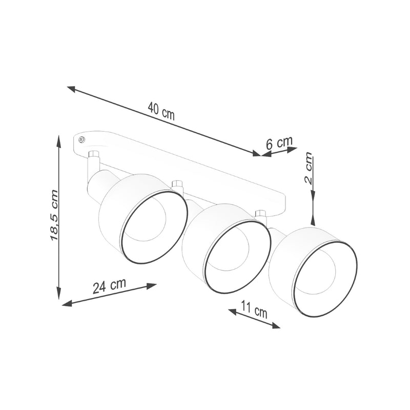 Dimensions Plafón Elba 3 metal blanco E27