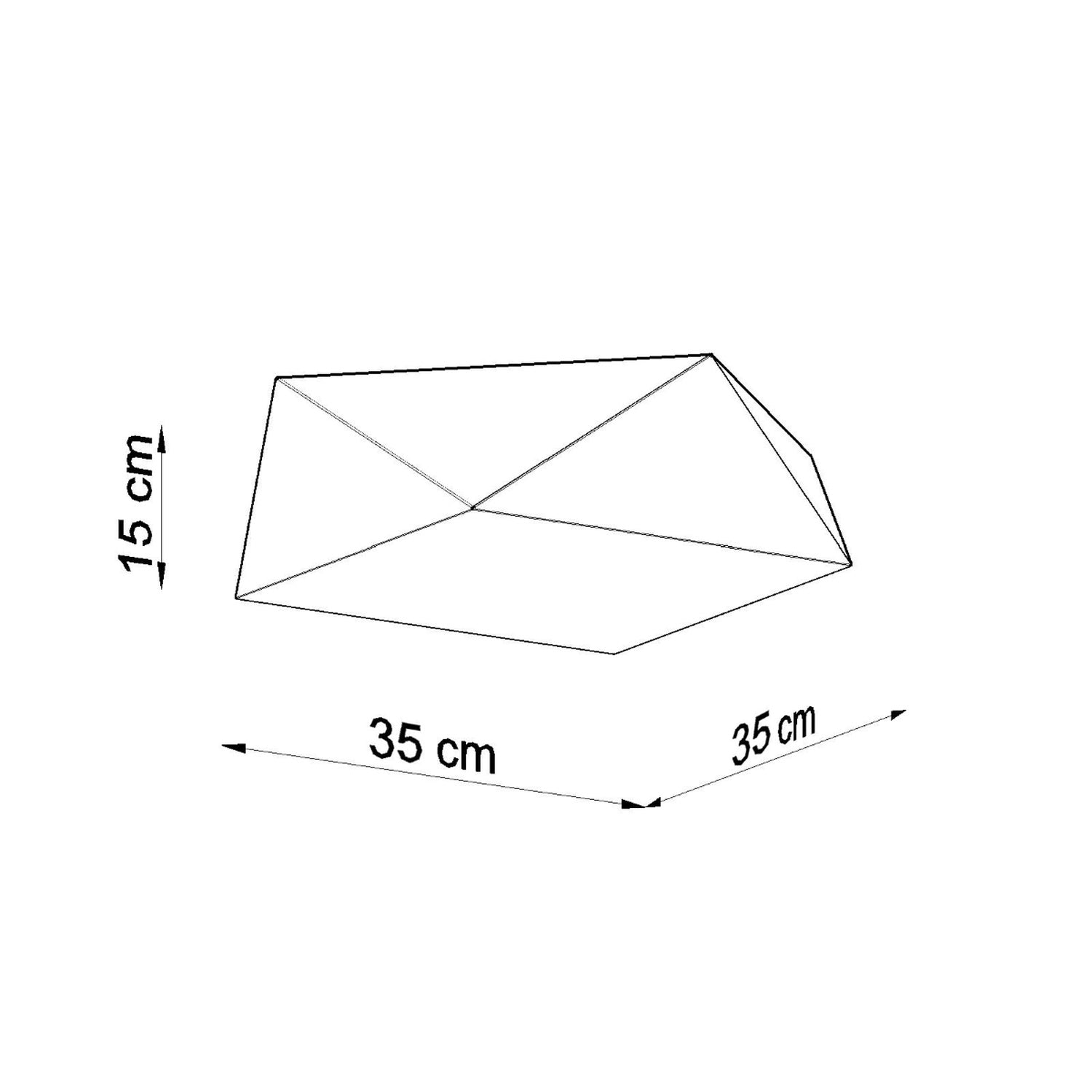 Schéma coté du Hexa 35 : 35 x 35 cm, hauteur 15 cm