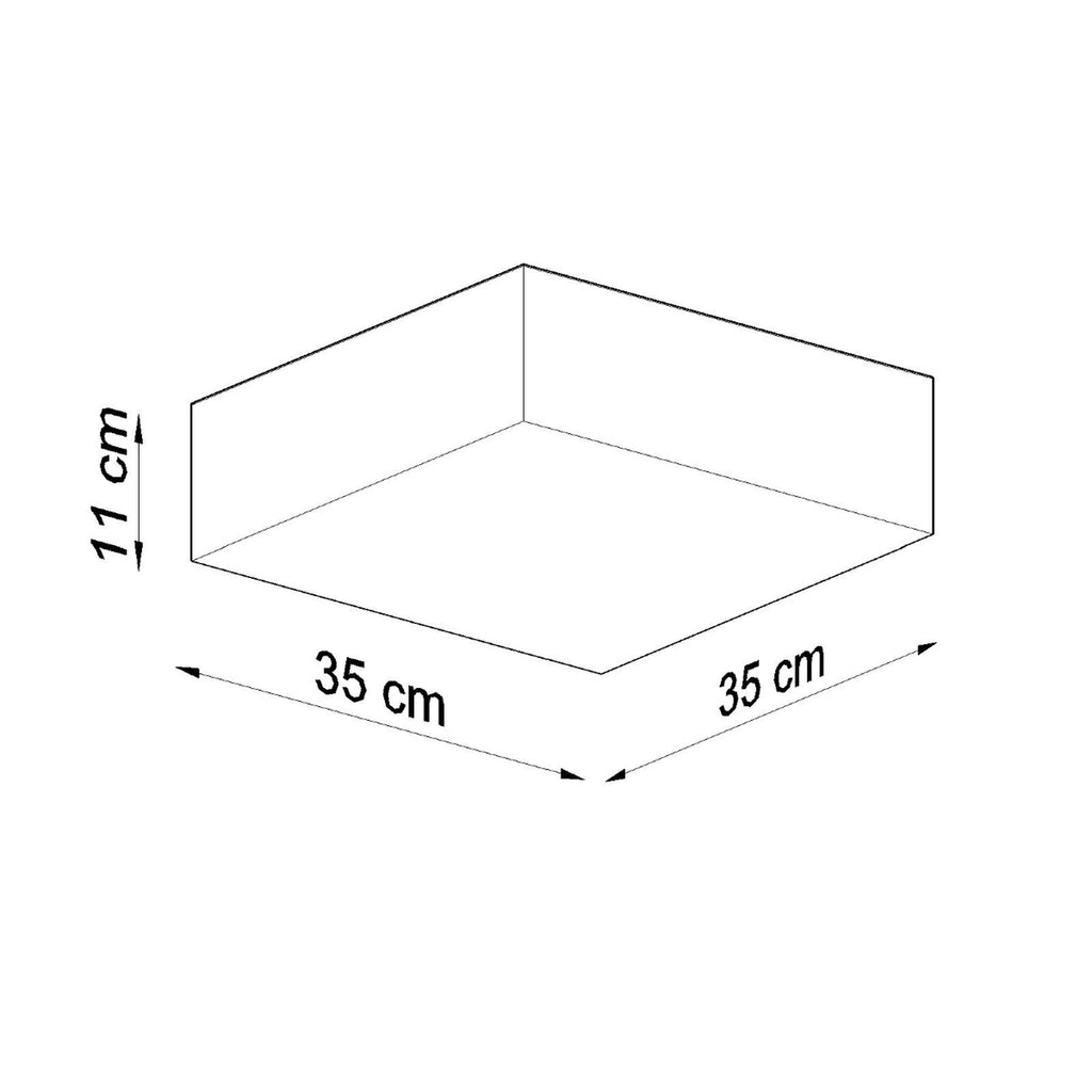 Schéma des dimensions du plafonnier Horus 35 : 35 x 35 cm, hauteur 11 cm