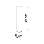 Dimensions du plafonnier Lagos 30 : diamètre 6 cm, hauteur 30 cm