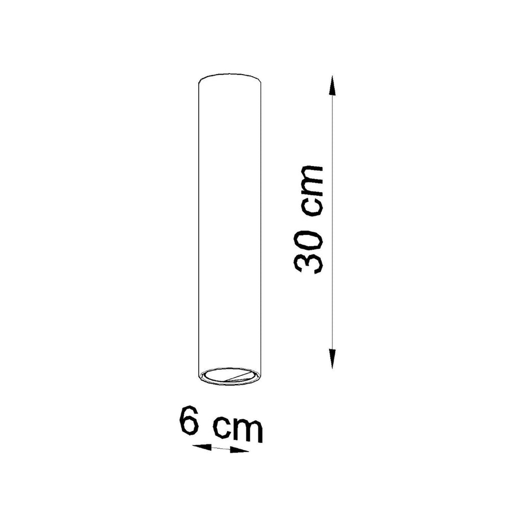Dimensions du plafonnier Lagos 30 : diamètre 6 cm, hauteur 30 cm