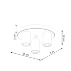Schéma coté : Plafonnier Lagos 3 tubes métal blanc GU10