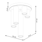 Schéma coté : Plafonnier Lagos 5 tubes métal blanc GU10