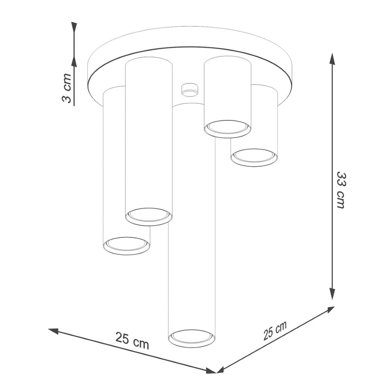 Dimensions Plafonnier Lagos 5 tubes métal blanc GU10