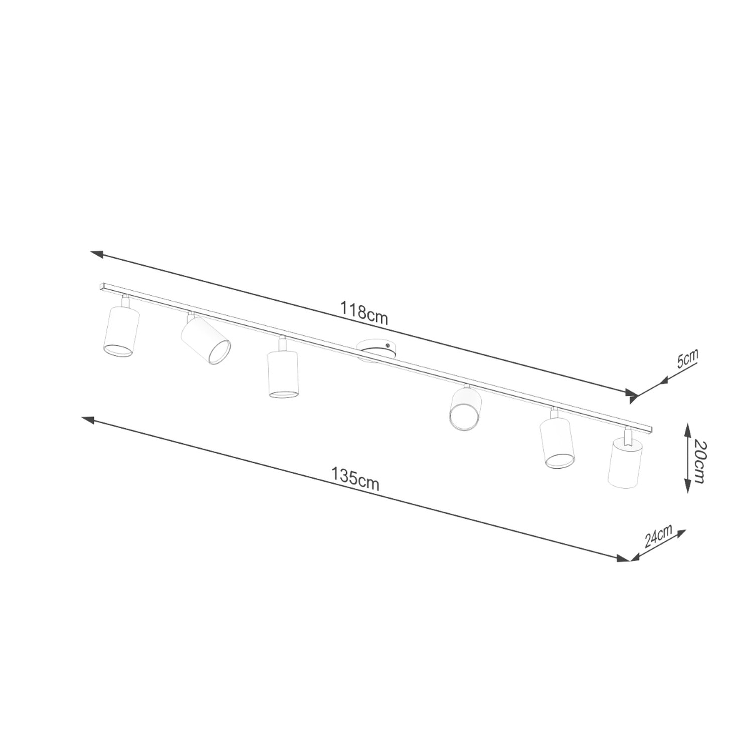 Schéma coté du Plafonnier Lemmi 6 acier blanc GU10