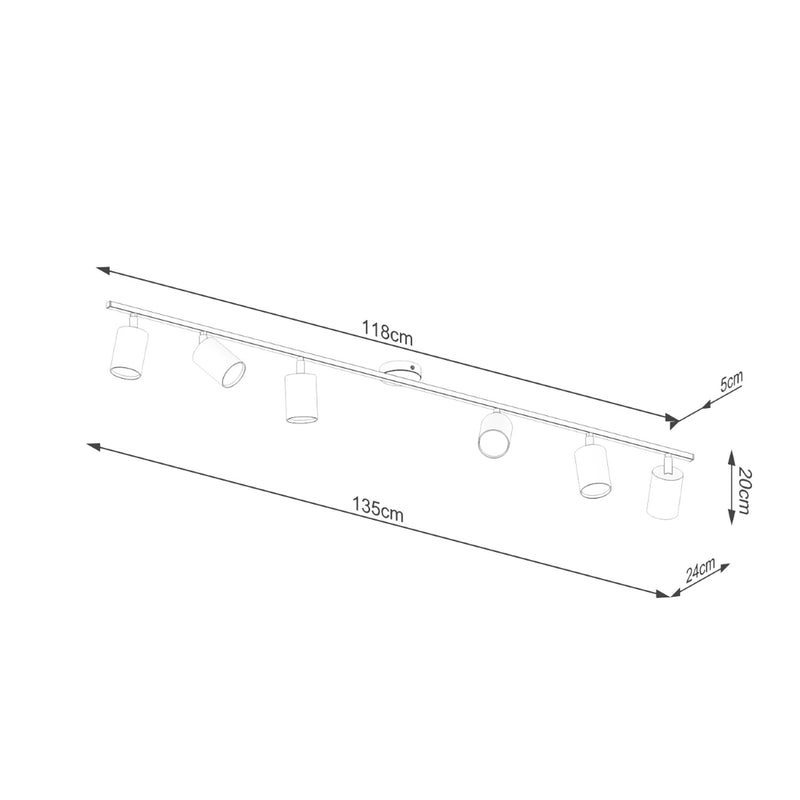 Dimensions Plafonnier Lemmi 6 acier noir GU10
