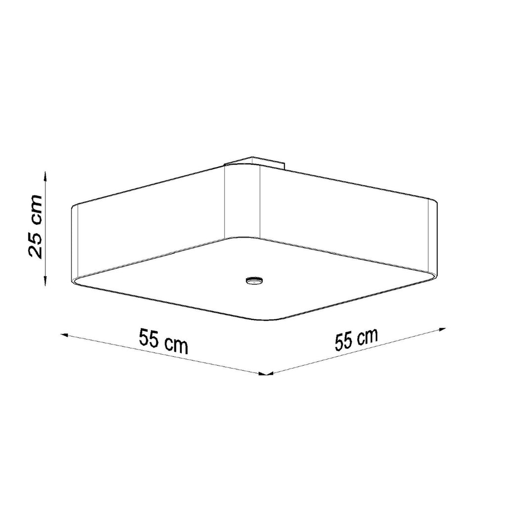 Schéma des dimensions du plafonnier Lokko 55, carré de 55 cm, hauteur 25 cm