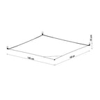 Schéma des dimensions du plafonnier Luna 4, 140 sur 140 cm, retombée 15 cm