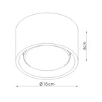 Schéma coté : Plafonnier Modo 1 aluminium beige Gx53
