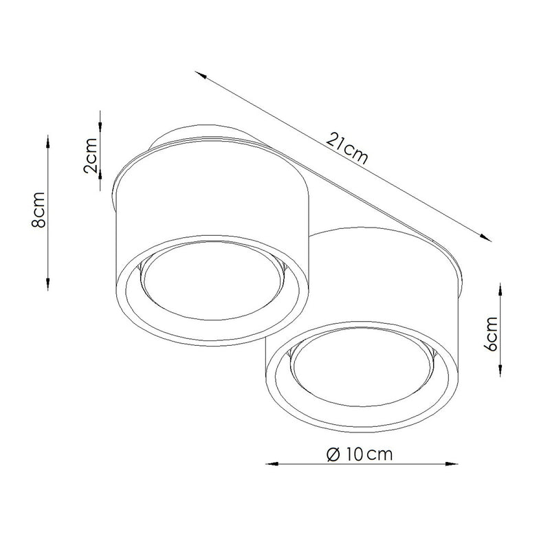 Dimensions Deckenleuchte Modo 2 Aluminium Azurblau Gx53