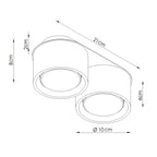 Schéma coté : Plafonnier Modo 2 aluminium beige Gx53