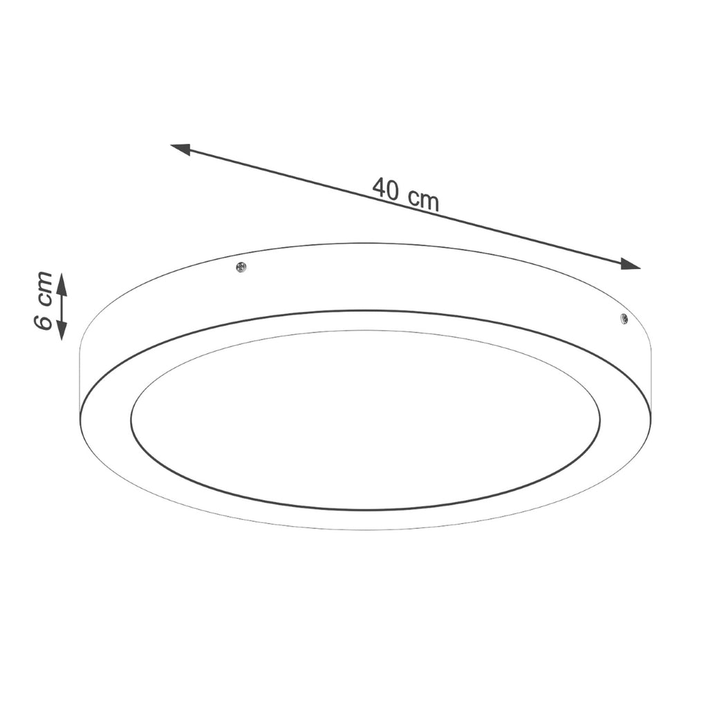 Schéma coté du Plafonnier Onyx 40 LED rond aluminium noir