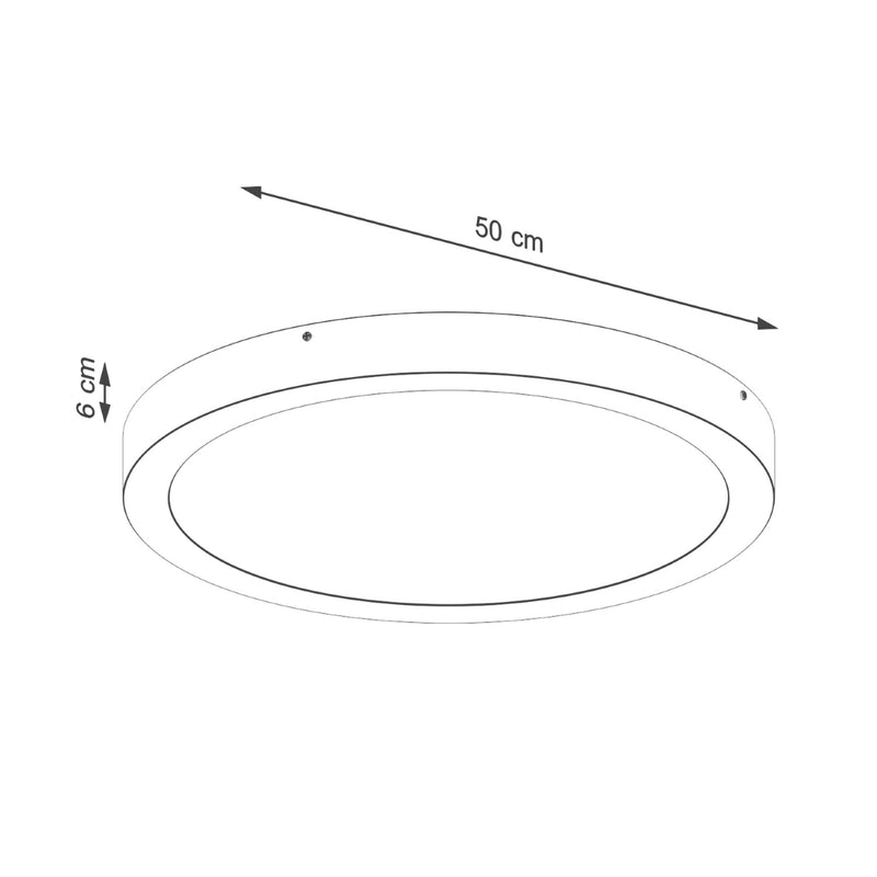 Dimensions Plafonnier Onyx 50 LED rond aluminium blanc